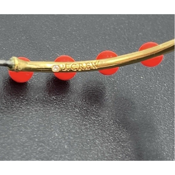 J. Crew Neon Orange Beaded Gold Tone Hoop Earrings - Picture 12 of 13